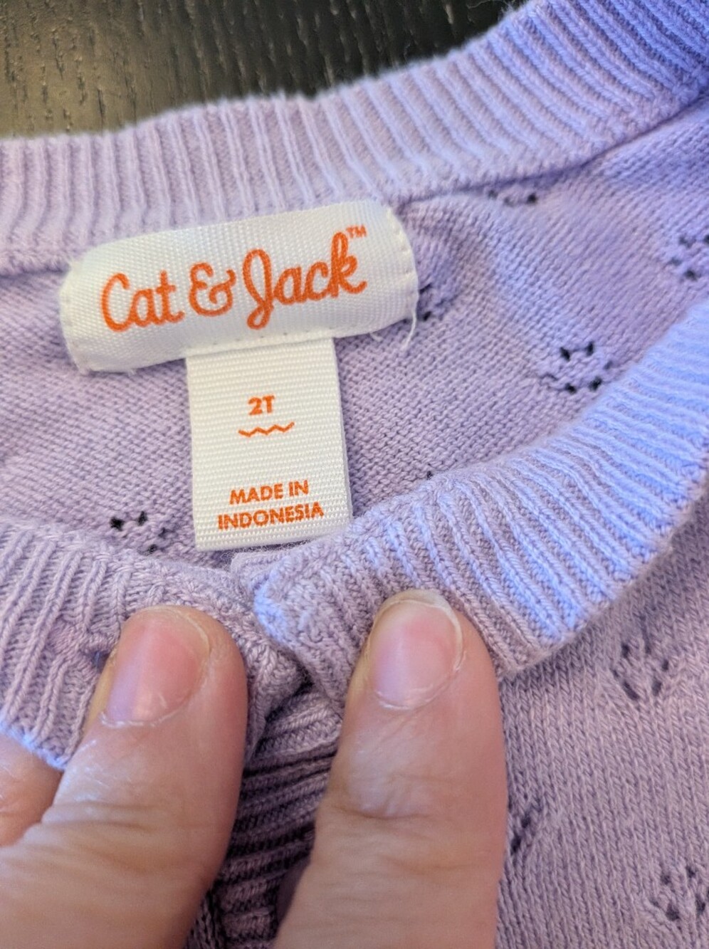 Cat & Jack Lavender Pointelle Button-Front Sweater - Picture 3 of 6